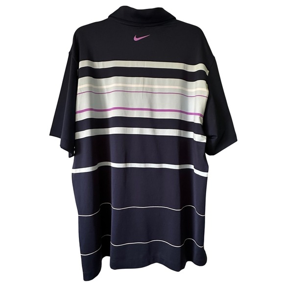 Nike Golf Dri-FIT Men's XL Polo Shirt Navy Blue Stripe Performance Golfing - Picture 2 of 6